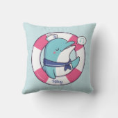 Coussin Joli Dauphin marin, Thème Nautique Enfants Décor (Verso)