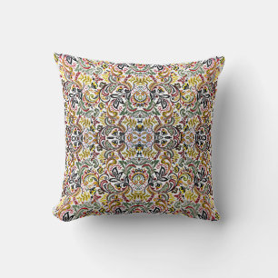 Coussin Joli design floral coloré classique blanc
