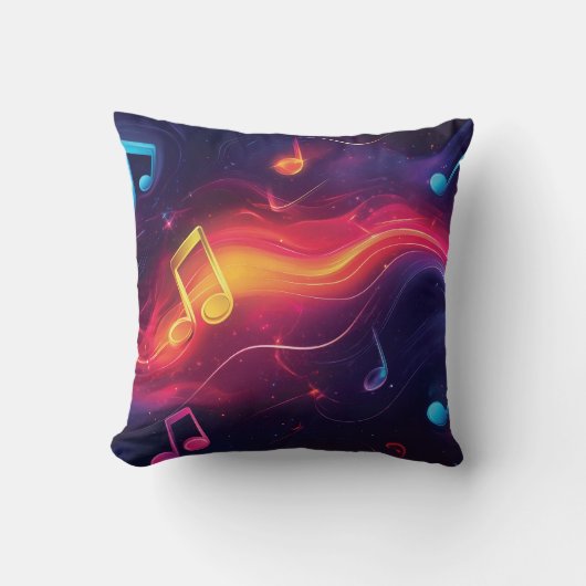 Coussin Joli dessin abstrait de notes musicales flottantes (Recto)