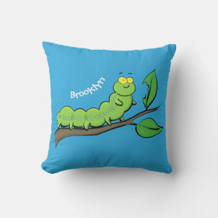 Coussin Joli dessin animé de chenille verte mignonne