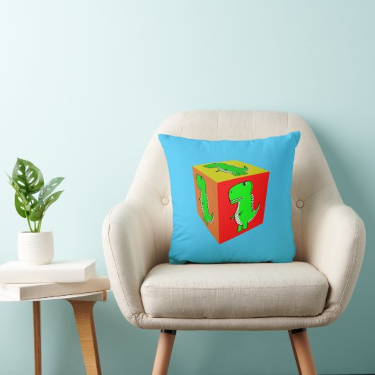 Coussin Joli dessin animé Dino Cube Art (Chaise)