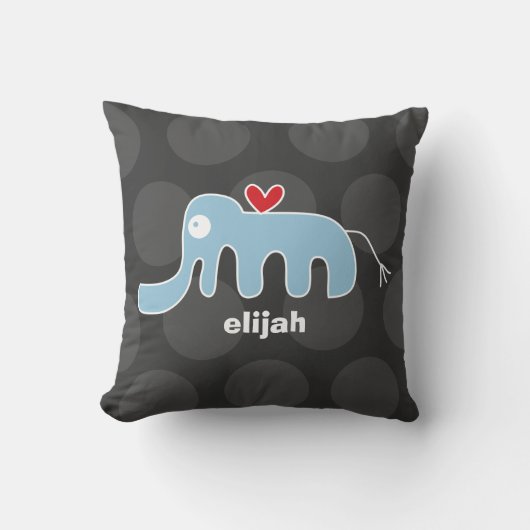 Coussin Joli dessin bleu éléphant amour Dots amusants Garç (Recto)