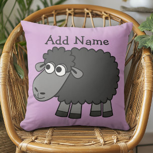 Coussin Joli dessin en noir Sheep avec nom