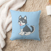 Coussin Joli dessin Husky Chien chiot sur bleu (Couverture)