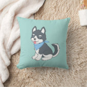 Coussin Joli dessin Husky Chien chiot sur Green (Couverture)