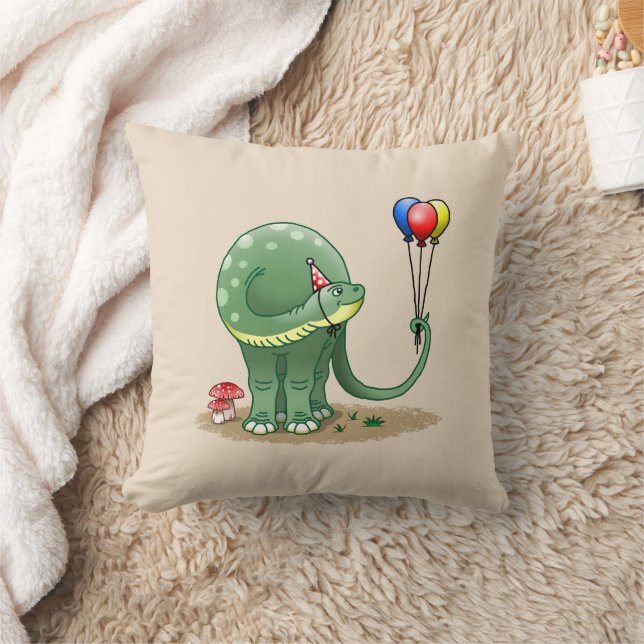 Coussin Joli dinosaure tenant les ballons (Couverture)