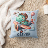 Coussin Joli dinosaure Trex pilotant un avion charmant (Couverture)