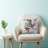 Coussin Joli dinosaure Trex pilotant un avion charmant (Chaise)