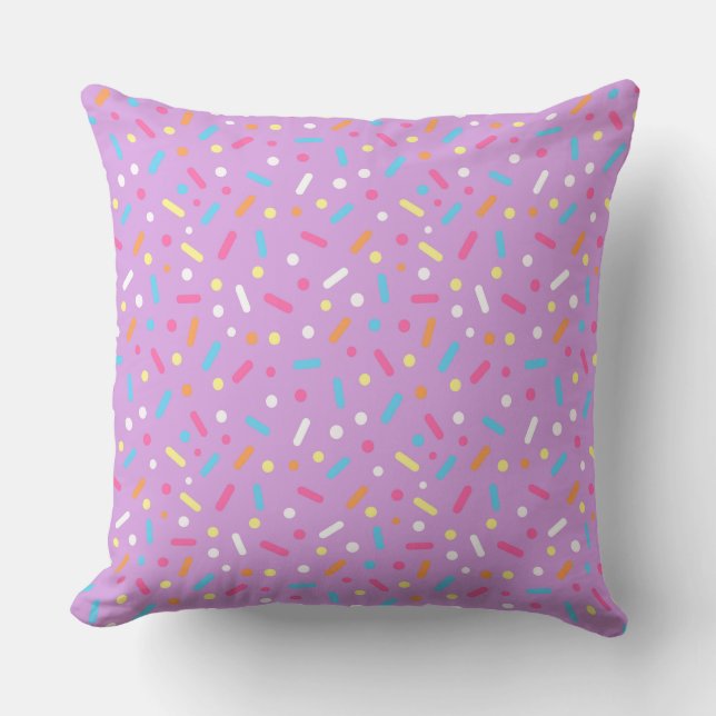 Coussin Joli donut avec glaçage violet et pépites (Recto)