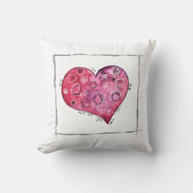Coussin Joli Doodle de coeur Whimsical (Recto)