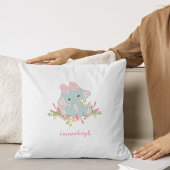 Coussin Joli éléphant bébé fille Monogramme