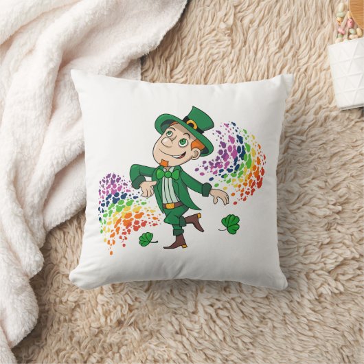 Coussin Joli et souriant dancing leprechaun, un arc-en-cie (Couverture)