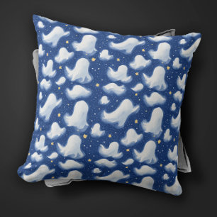 Coussin Joli Fantaisie Fantôme Bleu Halloween Nuit Aquarel