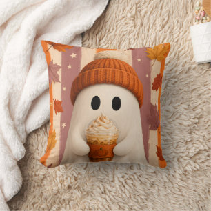 Coussin Joli Fantôme avec Latte au Épices de Citrouille