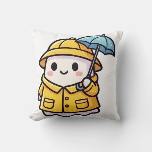 Coussin Joli fantôme en imperméable avec parapluie Hallowe