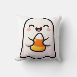Coussin Joli Fantôme Tenant du Maïs Sucré Halloween