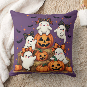 Coussin Joli Fantômes D'Halloween En Coquette Bows Et Citr