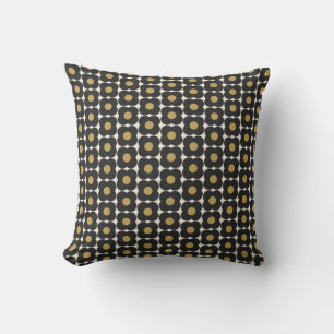 Coussin Joli Fleur Pop Rétro Noir Or Noël Fête