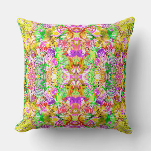 Coussin Joli floral abstrait coloré de printemps