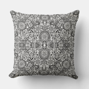 Coussin Joli floral paisley noir blanc