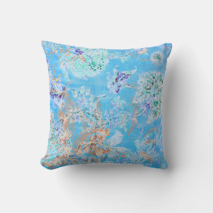 Coussin Joli floral pastel bleu