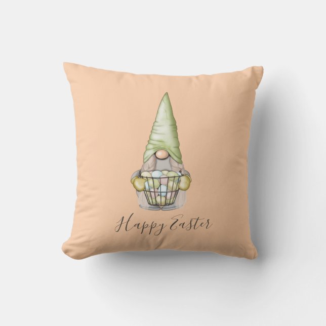 Coussin Joli Gnome de Pâques avec des Œufs (Recto)