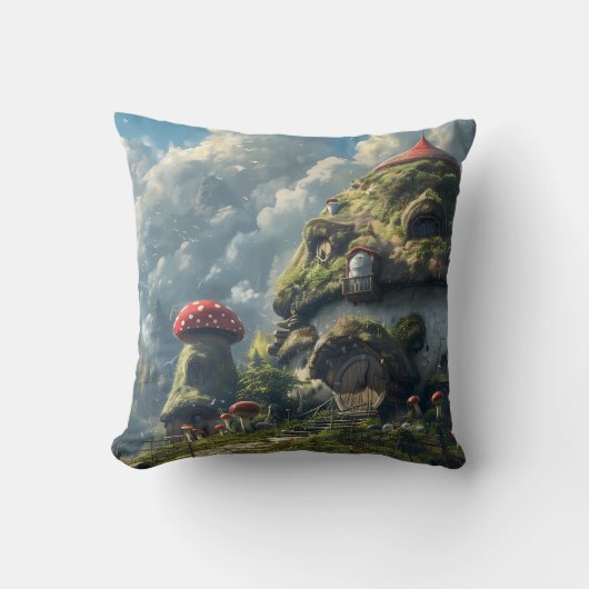 Coussin Joli gnome, maison champignon (Recto)