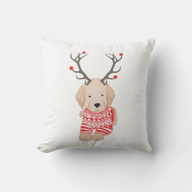 Coussin Joli Golden Retriever Sweer Antlers (Recto)