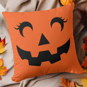 Coussin Joli Halloween Jack O-Lantern Citrouille Face Oran