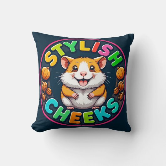 Coussin Joli Hamster aux Couleurs Vives (Recto)