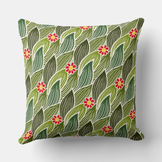 Coussin Joli Hippie Super Rouge Vert marguerite Motif Flor (Verso)