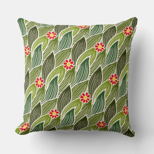 Coussin Joli Hippie Super Rouge Vert marguerite Motif Flor (Recto)