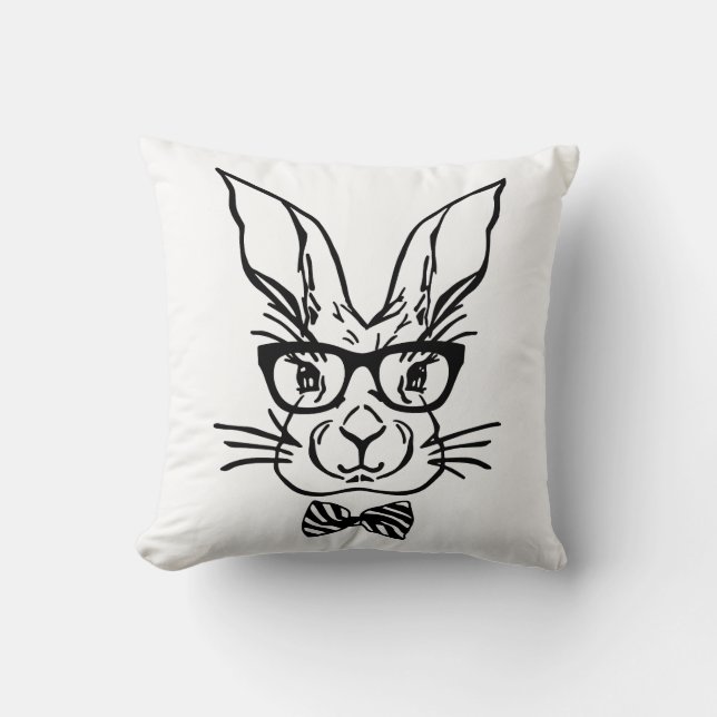 Coussin Joli Hipster Bunny de Pâques (Recto)