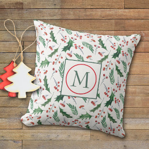 Coussin Joli Holly Motif Monogram Noël
