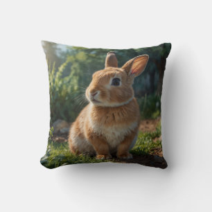 Coussin Joli jardin de cottage anglais de Pâques avec lapi