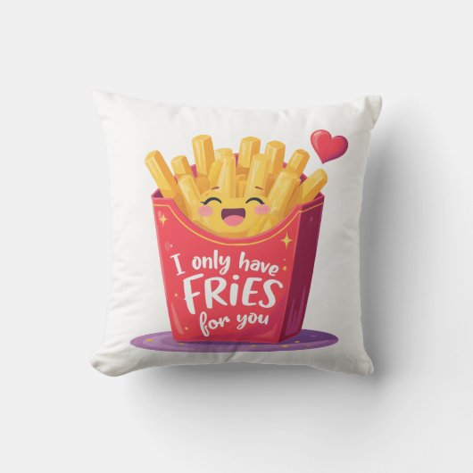 Coussin Joli jeu de mots sur les frites pour la Saint-Vale (Recto)