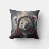 Coussin Joli koala avec un chapeau d'hiver Nom personnalis (Recto)