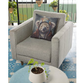Coussin Joli koala avec un chapeau d'hiver Nom personnalis