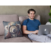 Coussin Joli koala avec un chapeau d'hiver Nom personnalis