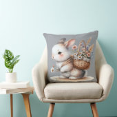 Coussin Joli lapin aux fleurs Aquarelle Art (Chaise)