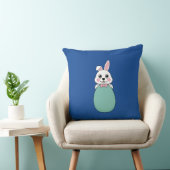Coussin Joli lapin blanc tenant l'oeuf de Pâques (Chaise)