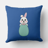 Coussin Joli lapin blanc tenant l'oeuf de Pâques (Verso)