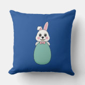 Coussin Joli lapin blanc tenant l'oeuf de Pâques (Recto)