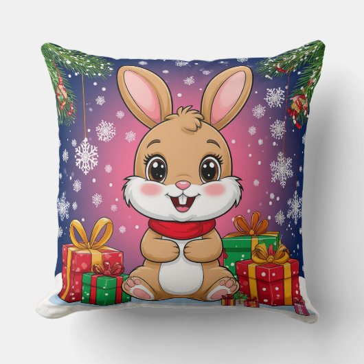 Coussin Joli lapin de Noël (Recto)