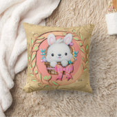 Coussin Joli lapin de Pâques assis dans le panier (Couverture)