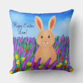 Coussin Joli lapin de Pâques dans les fleurs (Verso)