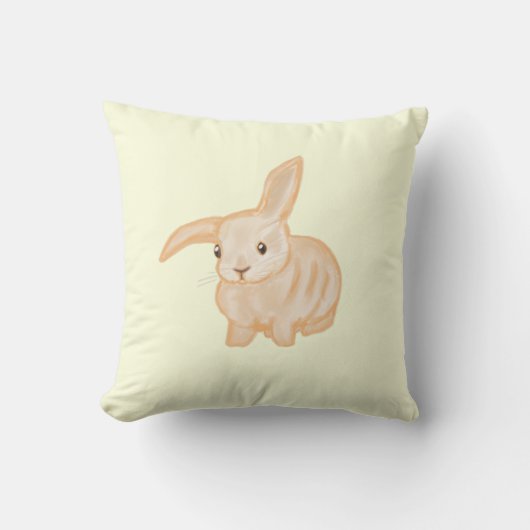 Coussin Joli lapin lapin Brown - transparent sur jaune. (Recto)