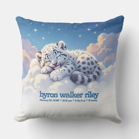 Coussin Joli léopard des neiges endormi sur des nuages Nat (Recto)