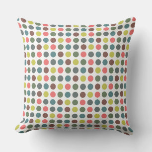 Coussin Joli les années 70 coloré avec motif pois
