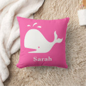 Coussin Joli Lion de mer de baleine rose Nom blanc (Couverture)
